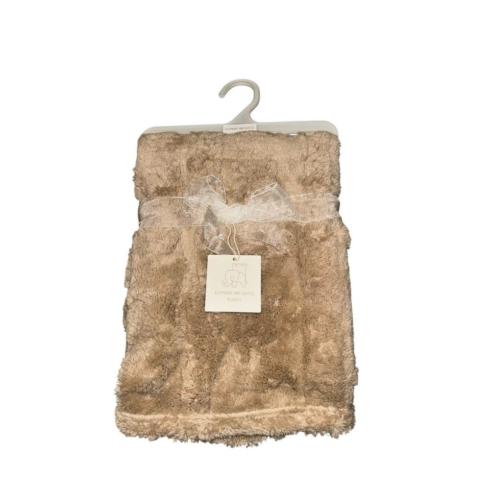 Elephant And Castle Solid Beige Plush Cozy Unisex Baby Crib Receiving Blanket